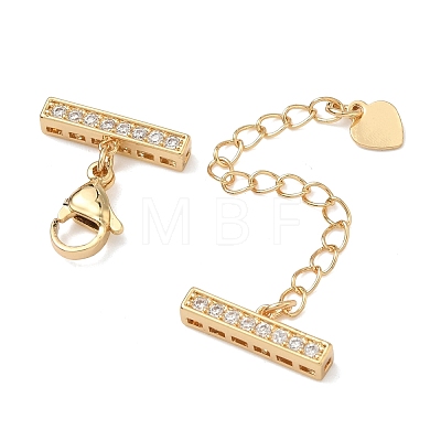 Brass Micro Pave Clear Cubic Zirconia Curb Chain Extender KK-G556-08G-02-1