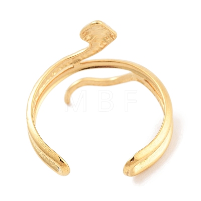 304 Stainless Steel Snake Open Cuff Rings for Women RJEW-K273-09G-1