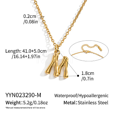 304 Stainless Steel Bamboo Initial Pendant Necklaces for Men Women WM4386-10-1