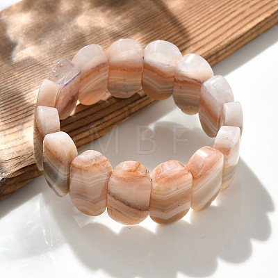 Oval Natural Lace Agate Beads Stretch Bracelets for Women Men BJEW-C097-04B-1