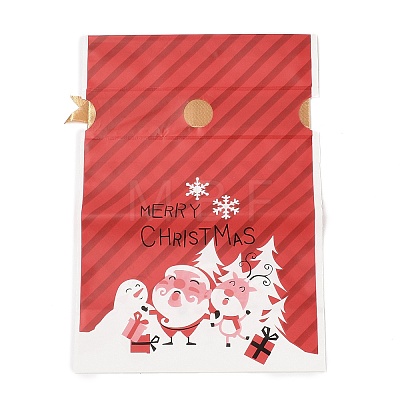 Christmas Santa Claus Plastic Packing Pouches Drawstring Bags ABAG-Q053-03G-1