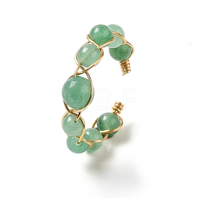 Adjustable Natural Green Aventurine with Brass Rings G-B075-01G-02-1