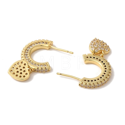 Rack Plating Brass Micro Pave Clear Cubic Zirconia Stud Earrings EJEW-B062-23G-1