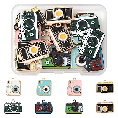 25Pcs 8 Styles Alloy Enamel Pendants ENAM-FS0003-13-1