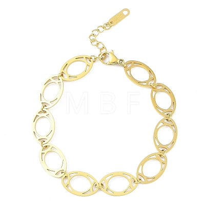 Ion Plating(IP) 304 Stainless Steel Horse Eye Link Bracelet for Women BJEW-K254-11A-G-1