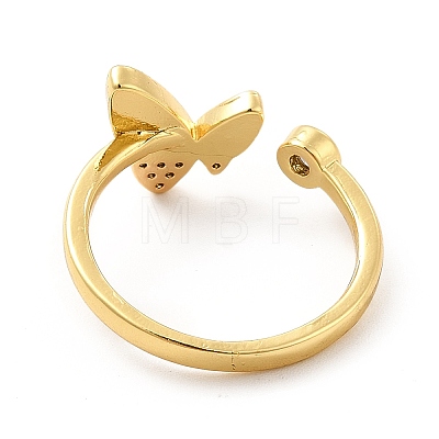 Clear Cubic Zirconia Butterfly with Enamel Open Cuff Ring KK-H439-11G-1