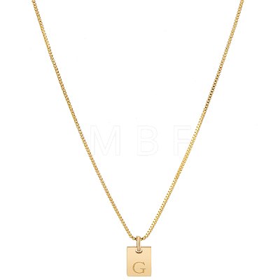 1Pc Stainless Steel Letter Rectangle Pendant Necklaces NJEW-LP0001-34G-G-1