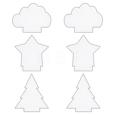 AHANDMAKER 6Pcs Christmas Tree & Star & Cloud Acrylic Board TACR-GA0001-03-1