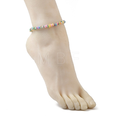 Natural Dyed Freshwater Shell Colorful Nuggets Beaded Anklets for Women AJEW-AN00717-1