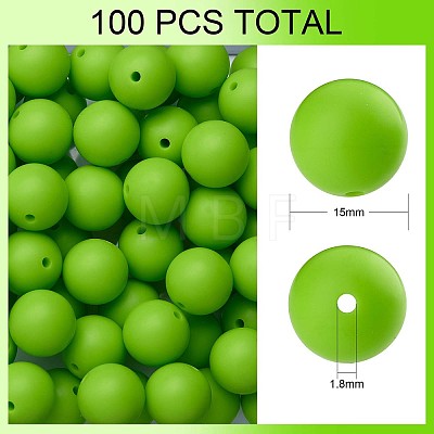100Pcs Silicone Beads Round Rubber Bead 15MM Loose Spacer Beads for DIY Supplies Jewelry Keychain Making JX442A-1