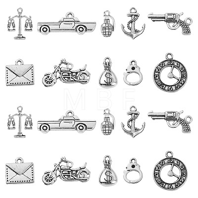 100Pcs 10 Styles Tibetan Style Alloy Pendants TIBEP-CJ0001-53-1