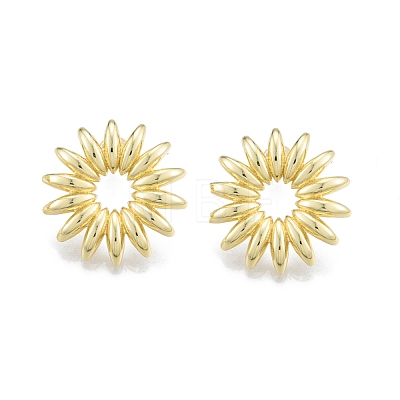 Brass Sunflower Stud Earrings for Women EJEW-P205-04G-1