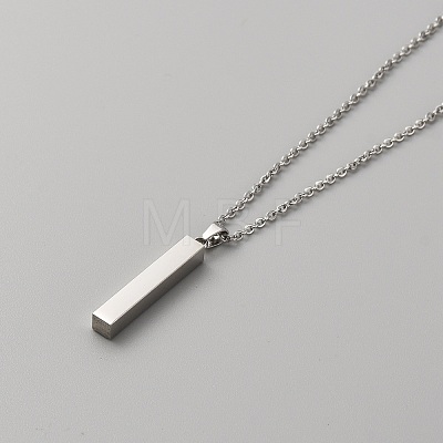 201 Stainless Steel Rectangle Pendant Necklace NJEW-WH0007-12P-1