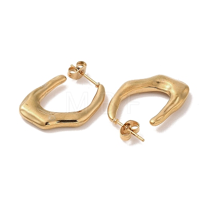 Oval 201 Stainless Steel Half Hoop Earrings for Women EJEW-G385-33G-1