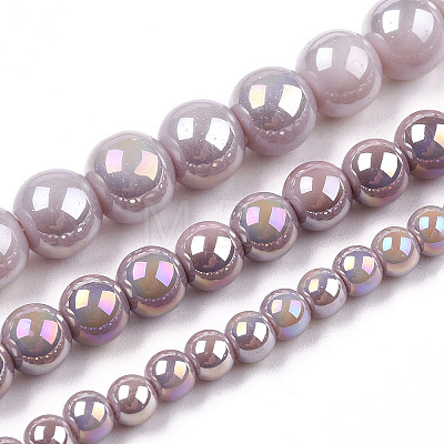 Electroplate Opaque Glass Beads Strands GLAA-T032-P8mm-AB07-1