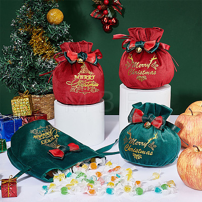 4Pcs 4 Styles Christmas Velvet Candy Apple Bags TP-BC0001-06-1