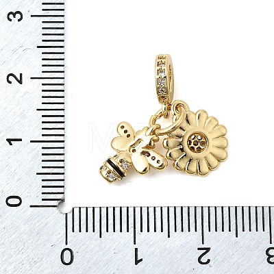 Brass Micro Pave Cubic Zirconia European Dangle Charms KK-Z150-06G-03-1