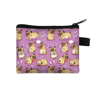 Rectangle with Dog Polyester Wallets with Zipper PW-WGAF088-03-1