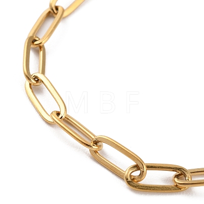 Ion Plating(IP) 304 Stainless Steel Paperclip Chain Bracelets for Women X-BJEW-C046-02G-1