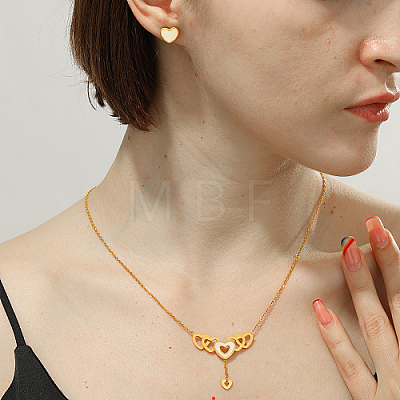 Golden Stainless Steel Jewelry Set QE0758-1-1
