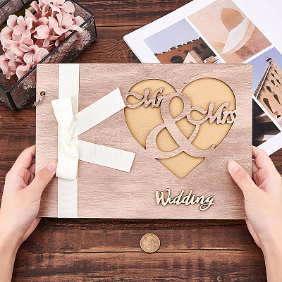 Gorgecraft Wooden Wedding Guestbooks Notepad AJEW-GF0003-13-1