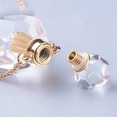 Natural Quartz Crystal Openable Perfume Bottle Pendant Necklaces NJEW-G325-04G-1