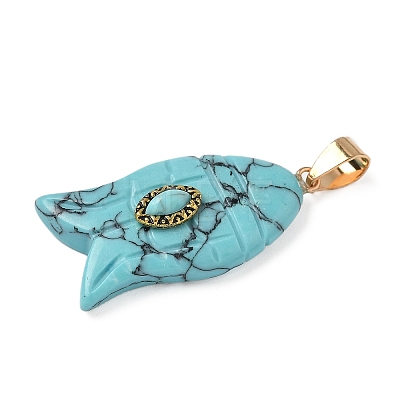 Synthetic Turquoise Carved Pendants G-Z084-01G-05-1