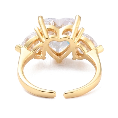 Heart Cubic Zirconia Crystal Wide Band Ring for Girl Women ZIRC-C025-09G-1