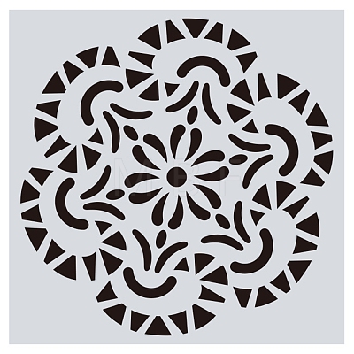Flower Pattern Eco-Friendly PET Plastic Hollow Painting Silhouette Stencil DRAW-PW0008-02G-1