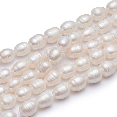 Natural Cultured Freshwater Pearl Beads Strands Rice X-A23TR011-1