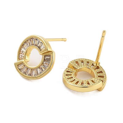 Rack Plating Ring Brass Stud Earrings EJEW-N055-39G-RS-1