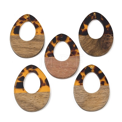 Transparwnt Resin & Walnut Wood Pendants RESI-I354-03I-1