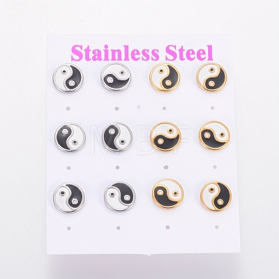 Feng Shui 304 Stainless Steel Stud Earrings EJEW-I235-16-1