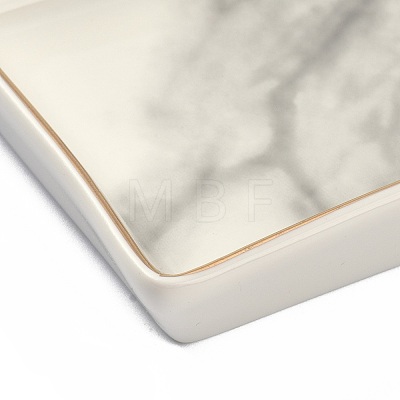 Rectangle with Marble Pattern Porcelain Jewelry Display Plate AJEW-C007-01A-1