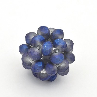 Electroplate Rondelle Frosted Glass Crystal Round Woven Beads GLAA-A034-4mm-F-1