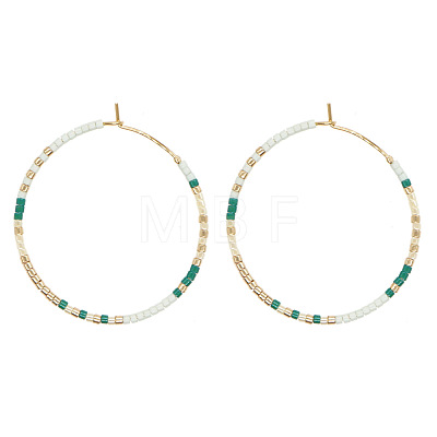 Handmade Glass Seed Beads Hoop Earrings HQ0649-3-1