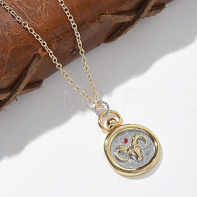 Brass Twelve Constellations Tarot Pendant Necklaces NJEW-Q006-01C-G-1