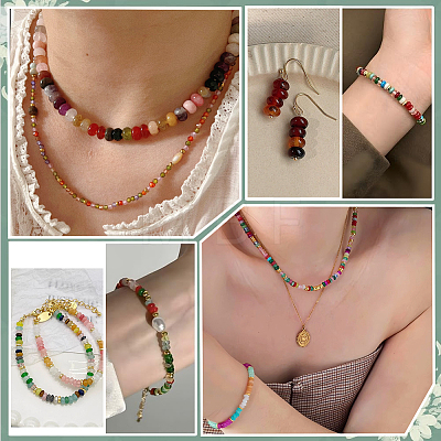 2 Strands Natural & Synthetic Mixed Stone Beads Strands G-PH0003-39-1