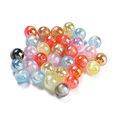 UV Plating Iridescent Opaque Acrylic Beads MACR-K353-08B-1