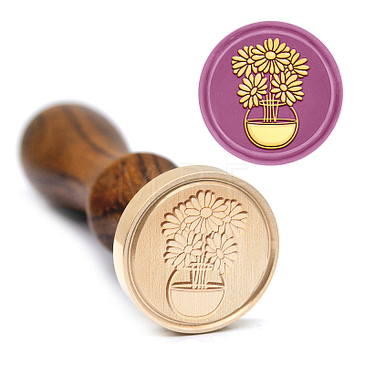 Brass Wax Seal Stamp with Handle AJEW-WH0184-1113-1