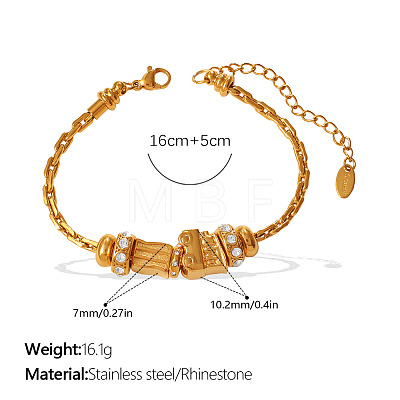 304 Stainless Steel & Cubic Zirconia Link Bracelets WG7FB07-08-1