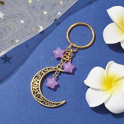 Tibetan Style Alloy Hollow Moon Pendant Keychain KEYC-JKC00690-03-1