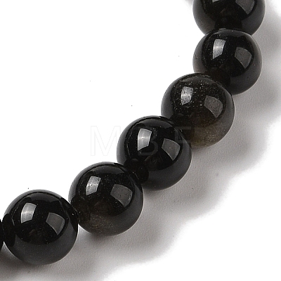 8mm Round Natural Golden Sheen Obsidian Braided Bead Bracelets BJEW-C067-01B-22-1