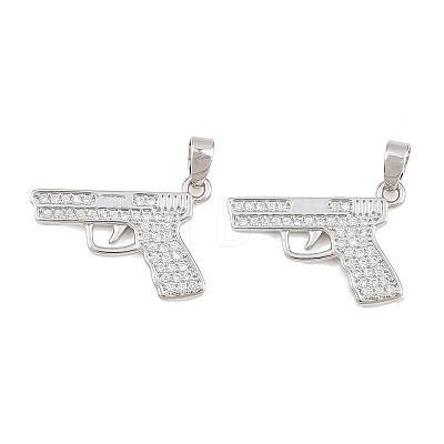 Brass Clear Cubic Zirconia Pendants KK-E800-12P-1