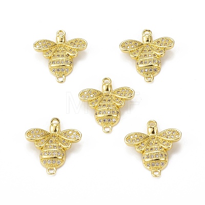 Brass Micro Pave Cubic Zirconia Connector Charms KK-E068-VB364-1