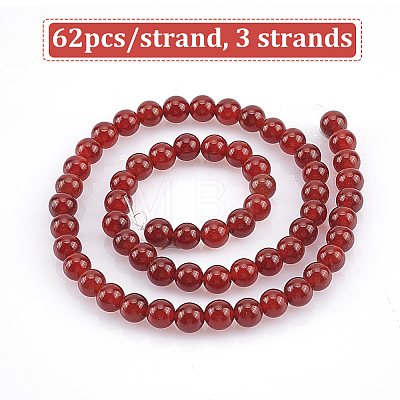 GOMAKERER 3 Strands Natural Carnelian Beads Strands G-GO0001-10-1