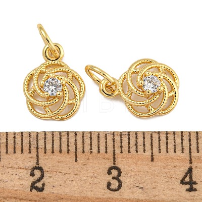 Rack Plating Brass Micro Pave Clear Cubic Zirconia Charms KK-U030-21G-1