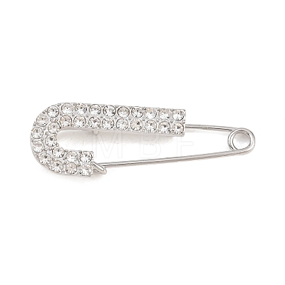 Crystal Rhinestone Safety Pin Brooches JEWB-A040-01A-P-1
