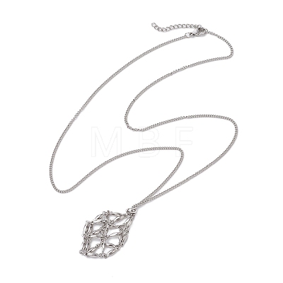 304 Stainless Steel Curb Chain Macrame Pouch Necklace Making NJEW-JN05072-01-1