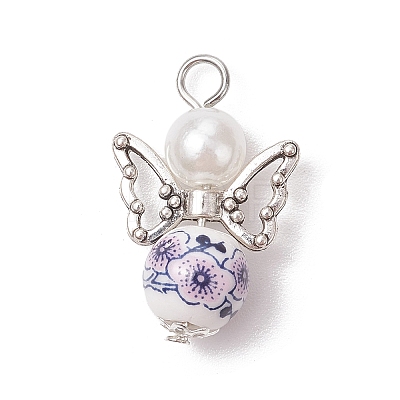 Angel Printed Porcelain Ceramic Pendants PALLOY-JF03359-01-1